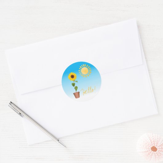 Zonnebloem Ronde Sticker (Envelop)