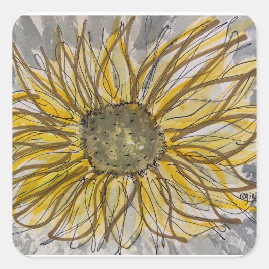 Zonnebloem Ronde Stickers (Voorkant)