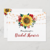 Zonnebloem Rood Rozen Licht Vrijgezellenfeest Uitn Uitnodiging Briefkaart (Voorkant / Achterkant)