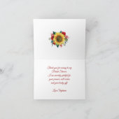 Zonnebloem Rood Vrijgezellenfeest Bedankkaart (Binnen)