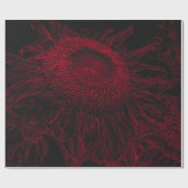 Zonnebloem Rood Zwart Bloemenkunst Decoupage Cadeaupapier (Vlak)