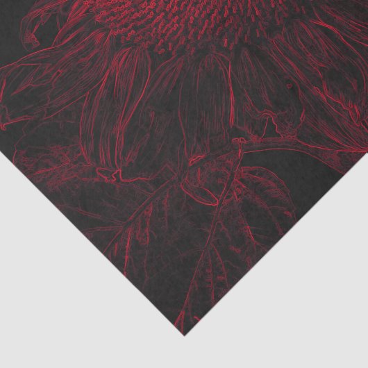 Zonnebloem Rood Zwart Bloemenkunst Decoupage Tissuepapier (Detail)