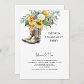 Zonnebloem Roodhals Laarzen Wit Verlovingsfeest Kaart (Voorkant / Achterkant)