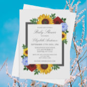 Zonnebloem Roos Autumn Floral Baby shower Kaart