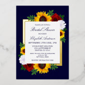 Zonnebloem Roos Autumn Floral Vrijgezellenfeest Folie Uitnodiging (Voorkant)