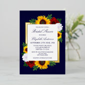 Zonnebloem Roos Autumn Floral Vrijgezellenfeest Folie Uitnodiging (Staand Voorkant)