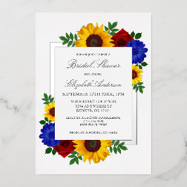 Zonnebloem Roos Autumn Floral Vrijgezellenfeest Folie Uitnodiging