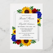 Zonnebloem Roos Autumn Floral Vrijgezellenfeest Folie Uitnodiging (Voorkant)
