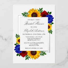 Zonnebloem Roos Autumn Floral Vrijgezellenfeest Folie Uitnodiging