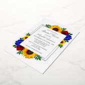 Zonnebloem Roos Autumn Floral Vrijgezellenfeest Folie Uitnodiging (Gedraaid)