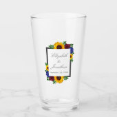 Zonnebloem Roos Bloem Bruiloft Glas (Voorkant)