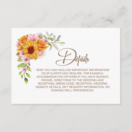 Zonnebloem Roos Bloemen Bruiloft Behuizing Kaart (Voorkant)