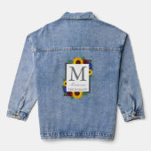 Zonnebloem Roos Bloemen Bruiloft Denim Jacket (Achterkant)