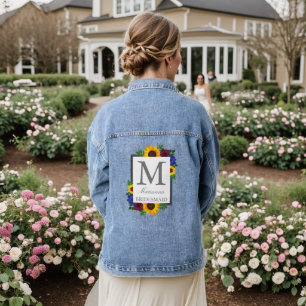 Zonnebloem Roos Bloemen Bruiloft Denim Jacket