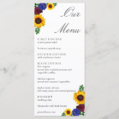 Zonnebloem Roos Bloemen Bruiloft Menu (Voorkant)