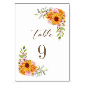 Zonnebloem Roos Bloemen Tafel Nummer Kaart (Voorkant)