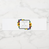 Zonnebloem Roos Bloemige Trouw Waterfles Etiket (Enkel label)