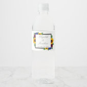 Zonnebloem Roos Bloemige Trouw Waterfles Etiket (Voorkant)