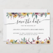 Zonnebloem Roos Burgundy Rustic Herfst Floral Wedd Save The Date (Voorkant)