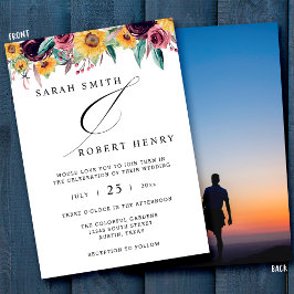 Zonnebloem Roos Burgundy Rustic Herfst Foto bruilo Kaart