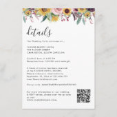 Zonnebloem Roos Burgundy Rustic QR Code Weddenscha Informatiekaartje (Voorkant)