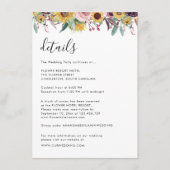 Zonnebloem Roos Burgundy Rustic Wedding Details Informatiekaartje (Voorkant)