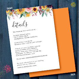 Zonnebloem Roos Burgundy Rustic Wedding Details Informatiekaartje