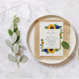 Zonnebloem Roos Daisy Autumn Floral Baby shower Folie Uitnodiging