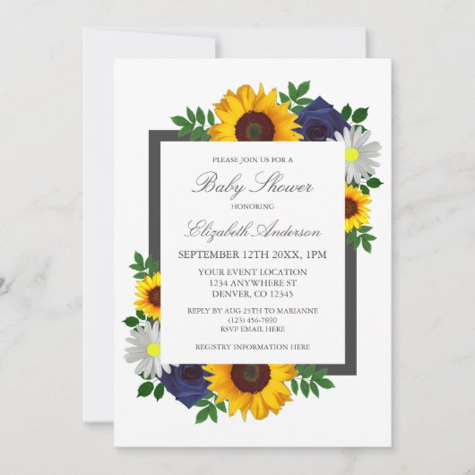 Zonnebloem Roos Daisy Autumn Floral Baby shower Kaart (Voorkant)