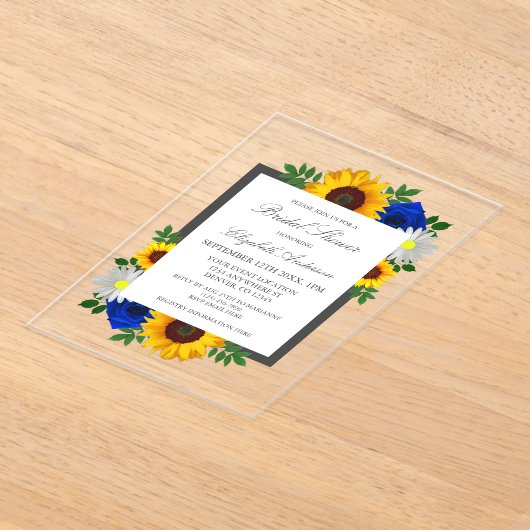 Zonnebloem Roos Daisy Autumn Floral Vrijgezellenfe Acryl Uitnodigingen (Laagn)