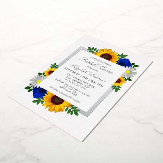 Zonnebloem Roos Daisy Autumn Floral Vrijgezellenfe Folie Uitnodiging (Gedraaid)