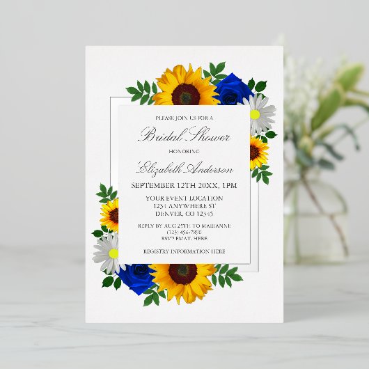 Zonnebloem Roos Daisy Autumn Floral Vrijgezellenfe Folie Uitnodiging (Staand Voorkant)