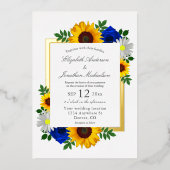 Zonnebloem Roos Daisy Autumn Floral Wedding Folie Uitnodiging (Voorkant)