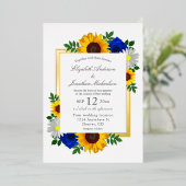 Zonnebloem Roos Daisy Autumn Floral Wedding Folie Uitnodiging (Staand Voorkant)