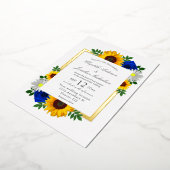 Zonnebloem Roos Daisy Autumn Floral Wedding Folie Uitnodiging (Gedraaid)