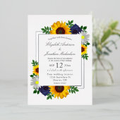 Zonnebloem Roos Daisy Autumn Floral Wedding Folie Uitnodiging (Staand Voorkant)