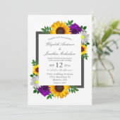 Zonnebloem Roos Daisy Autumn Floral Wedding Kaart (Staand voorkant)