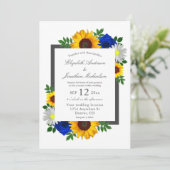 Zonnebloem Roos Daisy Autumn Floral Wedding Kaart (Staand voorkant)