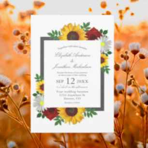 Zonnebloem Roos Daisy Autumn Floral Wedding Kaart