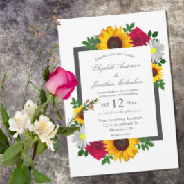 Zonnebloem Roos Daisy Autumn Floral Wedding Kaart