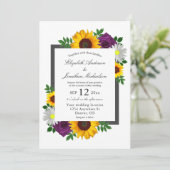 Zonnebloem Roos Daisy Autumn Floral Wedding Kaart (Staand voorkant)