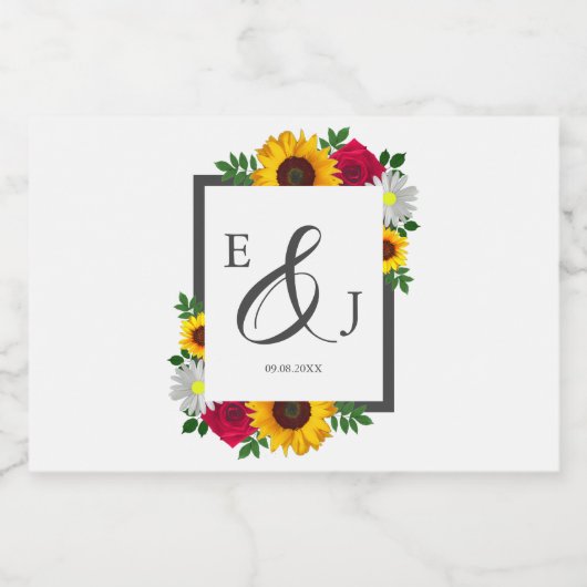 Zonnebloem Roos Daisy Autumn Floral Wedding Likeurfles Etiket (Enkel label)