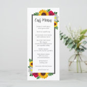 Zonnebloem Roos Daisy Autumn Floral Wedding Menu (Staand voorkant)