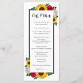 Zonnebloem Roos Daisy Autumn Floral Wedding Menu (Voorkant)