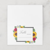Zonnebloem Roos Daisy Autumn Floral Wedding Plaatskaartje (Buitenkant ongevouwen)