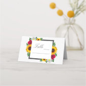 Zonnebloem Roos Daisy Autumn Floral Wedding Plaatskaartje (Voorkant)