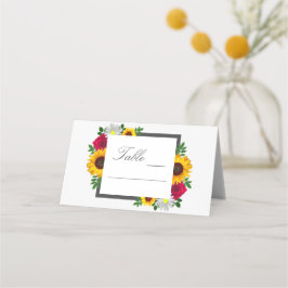 Zonnebloem Roos Daisy Autumn Floral Wedding Plaatskaartje