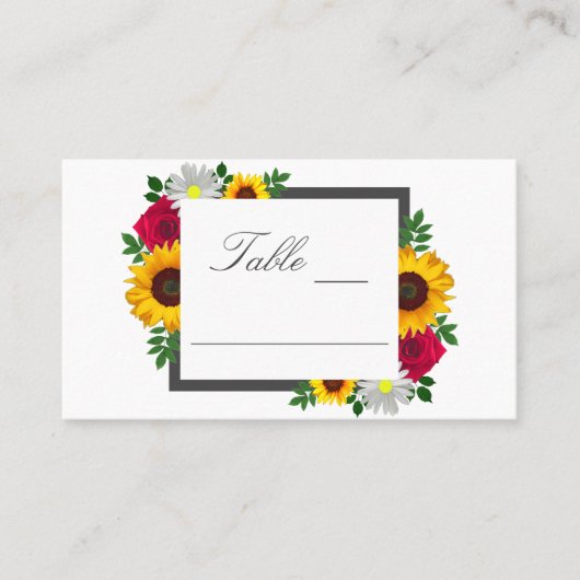 Zonnebloem Roos Daisy Autumn Floral Wedding Plaatskaartje (Voorkant)