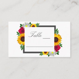 Zonnebloem Roos Daisy Autumn Floral Wedding Plaatskaartje