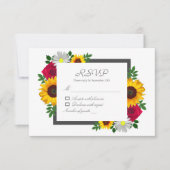 Zonnebloem Roos Daisy Autumn Floral Wedding RSVP Kaartje (Voorkant)
